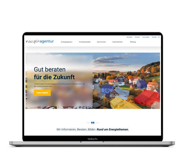 Macbook Mockup von der Website der Energieagentur Ravensburg