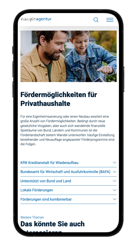 iPhone Mockup von der Website der Energieagentur Ravensburg