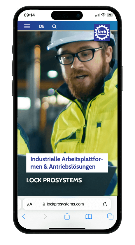 Mockup iPhone von der Startseite lockprosystems.com